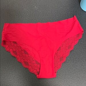 Red Lace Trim Women's Bikini Panty